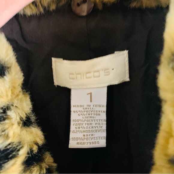 Chicos Animal Print Faux Fur Quilted Black Vest - Picture 3 of 3